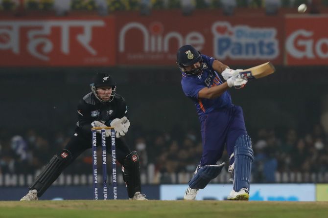 Rohit Sharma hit 5 sixes while scoring 55 off 36 balls.