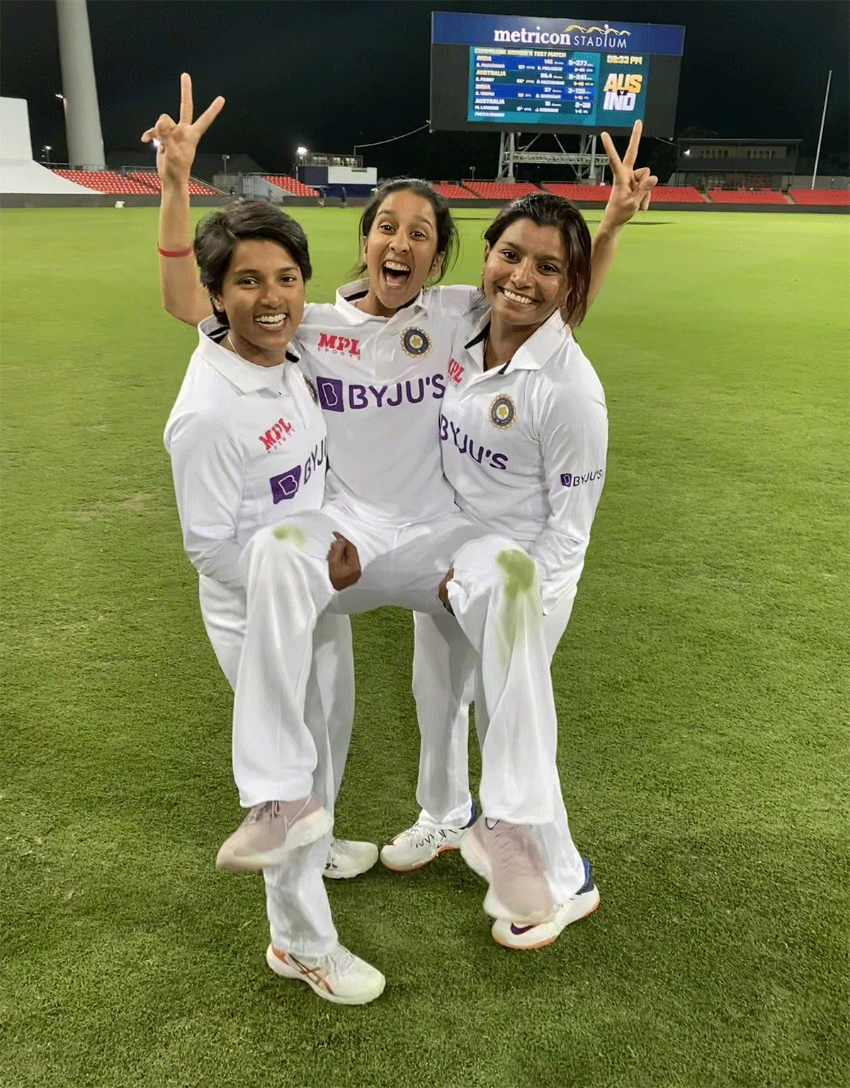 The Indian women's team livewire both on and off the field, Jemimah Rodrigues jokes around with teammates Punam Raut and Shikha Pandey