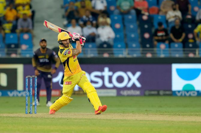 Opener Faf du Plessis scored 7 fours and 3 sixes in a fiery 86 off 59 balls to guide Chennai Super Kings to an imposing total.