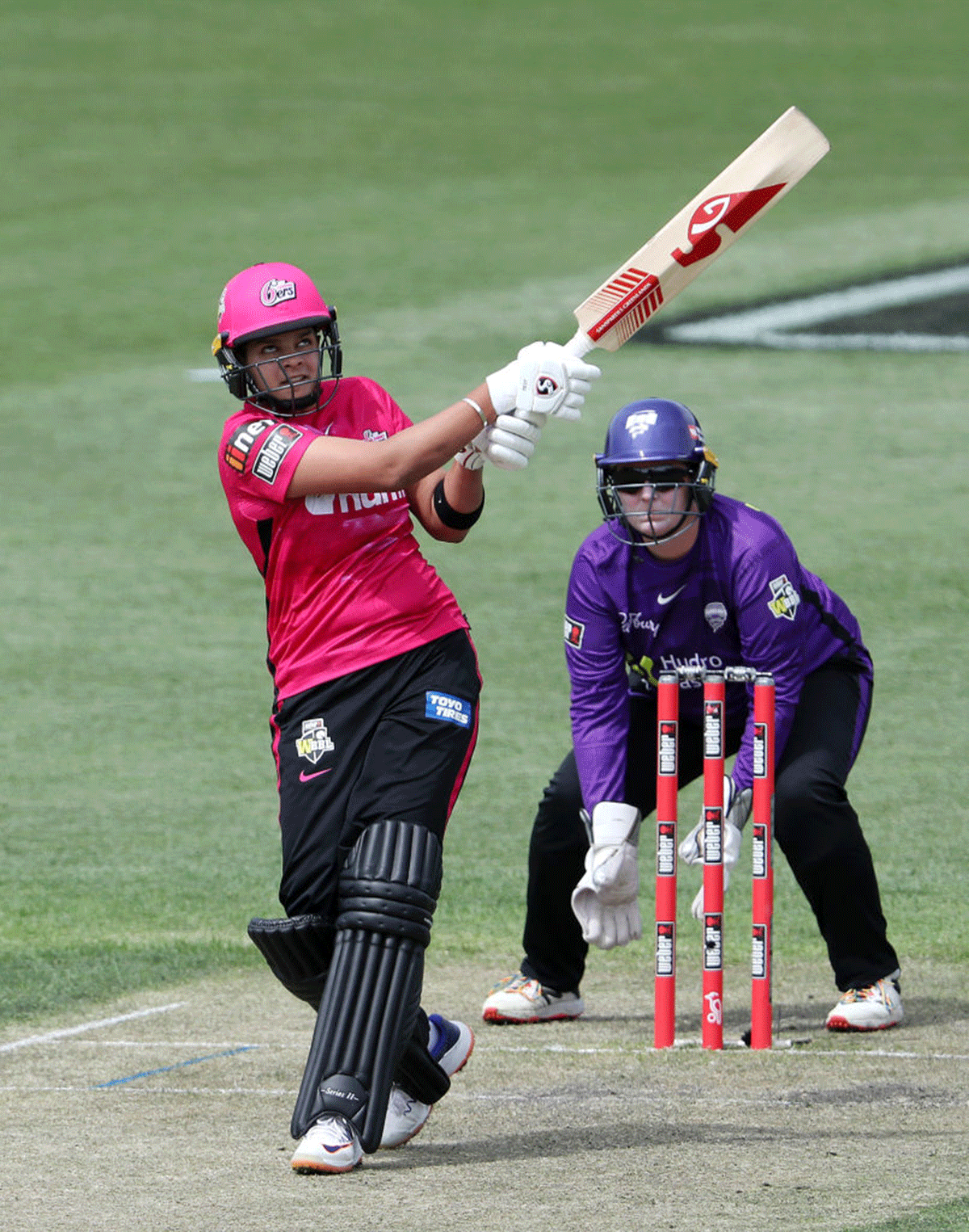Shafali Verma of the Sydney Sixers bats during her 57-run knock against the Hobart Hurricanes in the Women's Big Bash League match between at Blundstone Arena, in Hobart, Australia, on Sunday