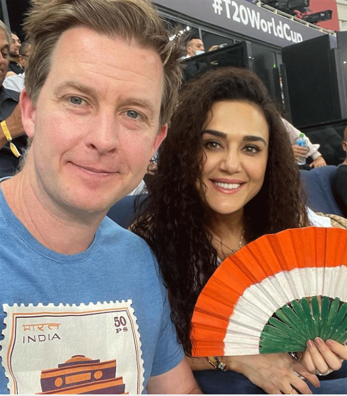 Preity Zinta and her husband Gene Goodenough were in the stands cheering Kohli and his boys