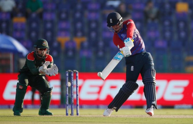 Opener Jason Roy his 3 sixes and 5 fours to lead England to a thumping victory over Bangladesh in T20 World Cup Super12s match, at Sheikh Zayed stadium in Abu Dhabi, on Wednesday.