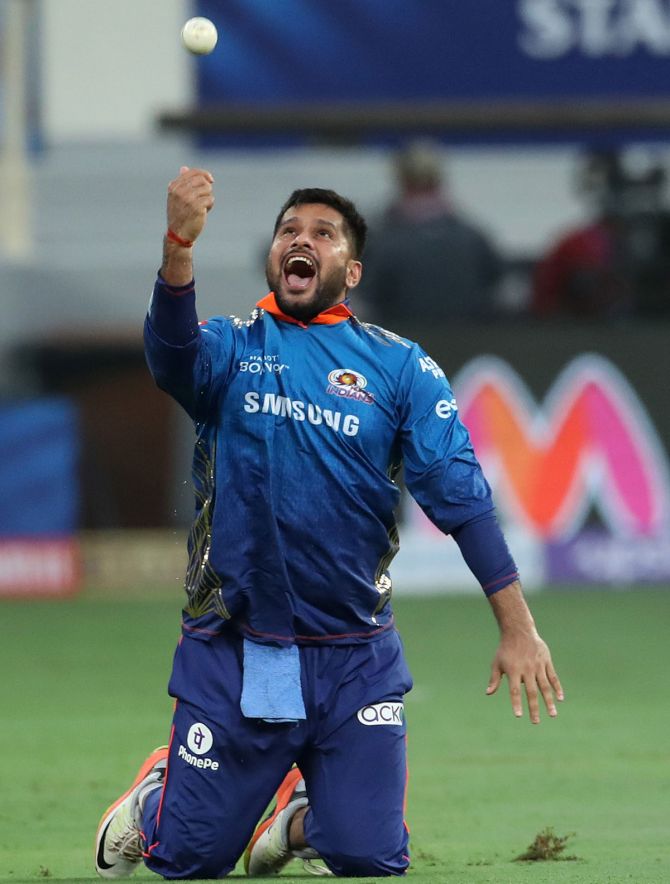 Saurabh Tiwary reacts after catching Moeen Ali.