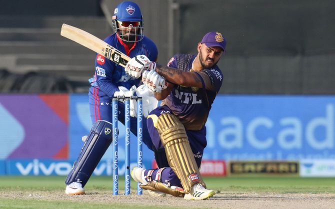Nitish Rana hit 36 off 27 balls, including two fours and as many sixes, to take KKR through. 