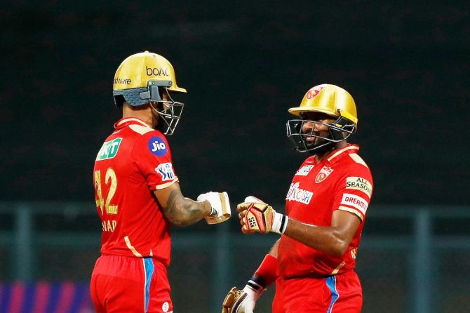 Shikhar Dhawan and Bhanuka Rajapaksa put on a 110-run stand for the second wicket