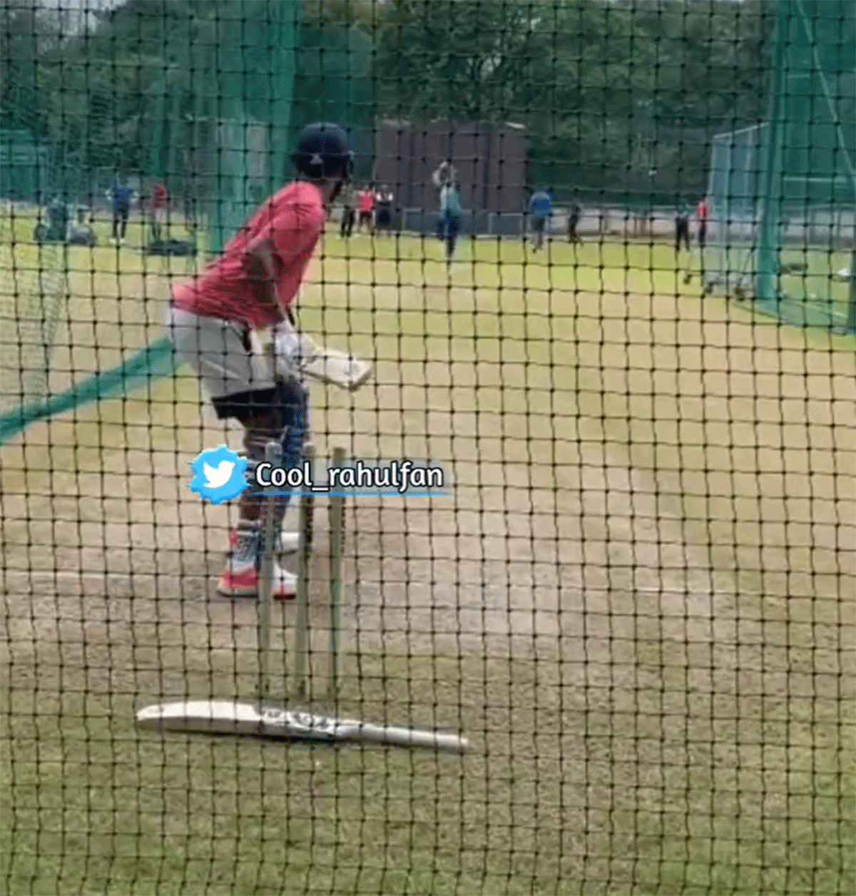 Jhulan Goswami bowls to KL Rahul in the nets