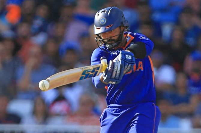 Dinesh Karthik produced an unbeaten 19-ball 41 cameo as India trounced the West Indies in the first T20 International, at the Brian Lara stadium in Trinidad, on Friday. 