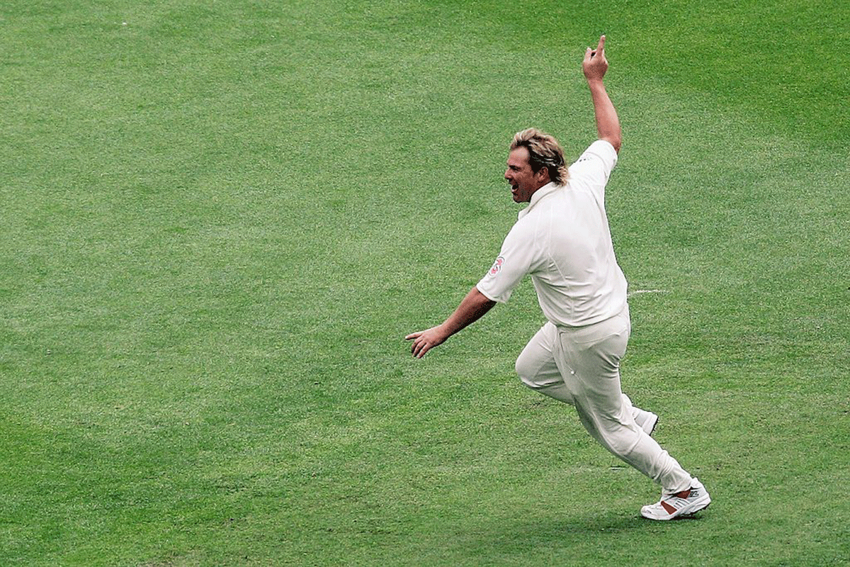Australia's Shane Warne celebrates taking his 700th wicket during day one of the fourth Ashes Test Match against England at the Melbourne Cricket Ground on December 26, 2006 in Melbourne, Australia. 