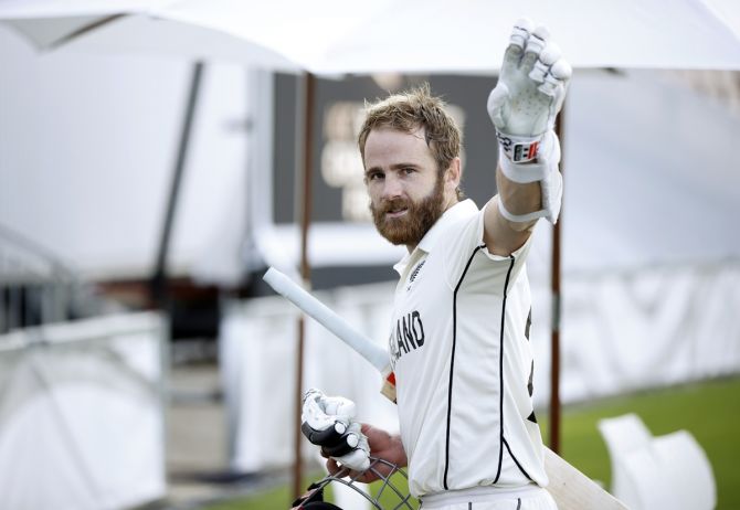 New Zealand's Kane Williamson waves to the crowd after winning the ICC World Test Championship final against India, at Rose Bowl, Southampton, Britain, June 23, 2021.