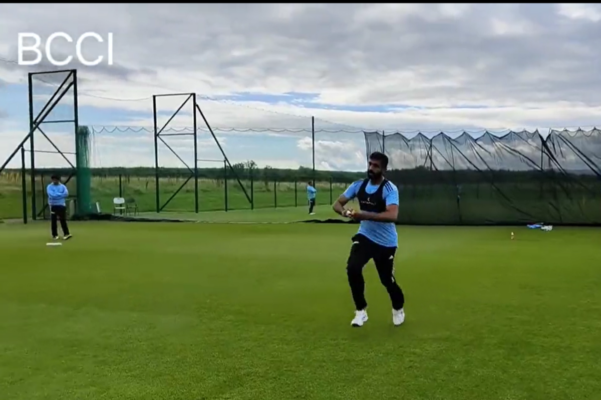 Jasprit Bumrah bowls in the nets on Wednesday