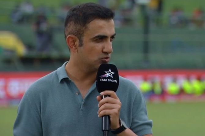 Gautam Gambhir was part of the broadcast team when he walked up to a section of the crowd in the stadium and flashed his middle finger