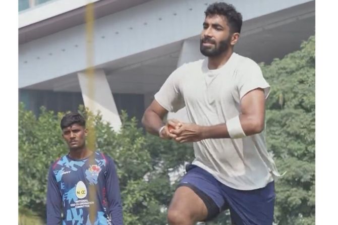 Jasprit Bumrah in the nets 
