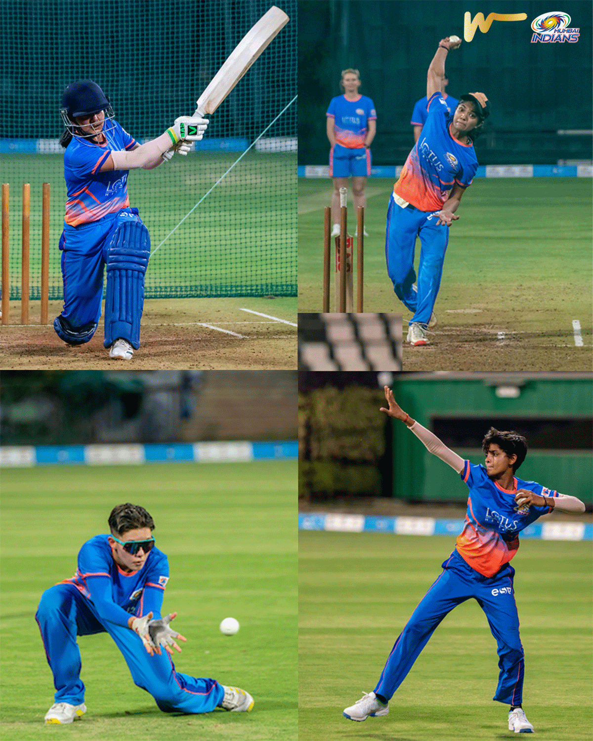 WPL's Mumbai Indians players at a practice session on Saturday