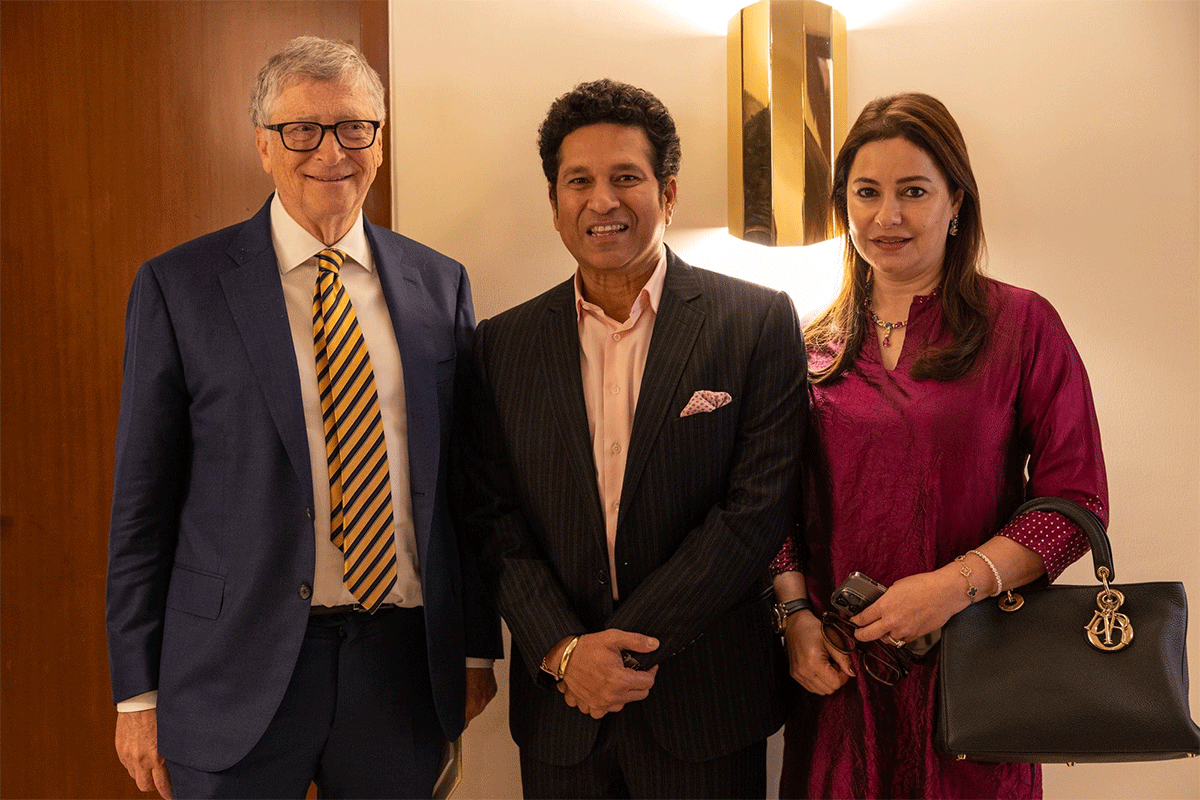 Bill Gates, Sachin Tendulkar and Anjali Tendulkar