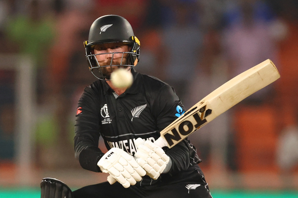 Devon Conway bats en route his century against England in Ahmedabad on Thursday