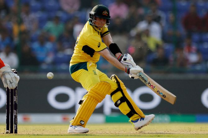 Steve Smith hit his first fifty of the World Cup