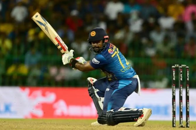 Sri Lanka all-rounder hit an unbeaten 49 to take his team across the finish line and into the Asia Cup final