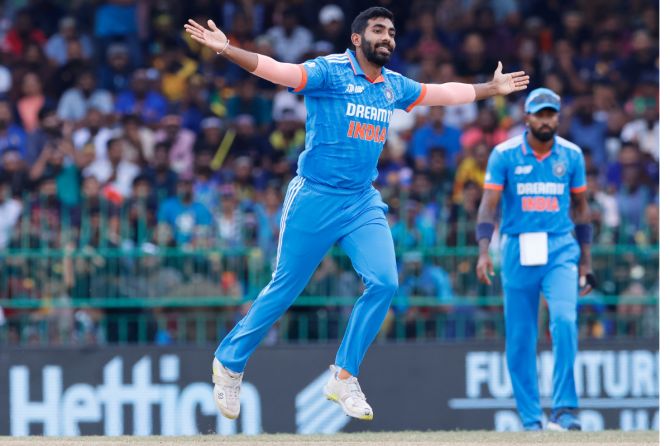Jasprit Bumrah made the first breakthrough with the wicket of Kusal Perera