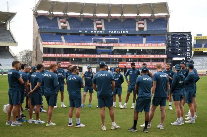 The England team at practice in Ranchi