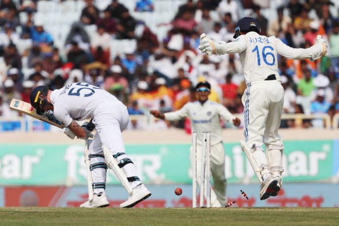 England's Ben Stokes is bowled out by India's Kuldeep Yadav 