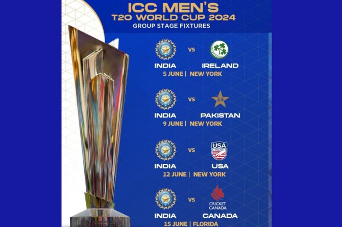 India's schedule for the ICC T20 World Cup 2024