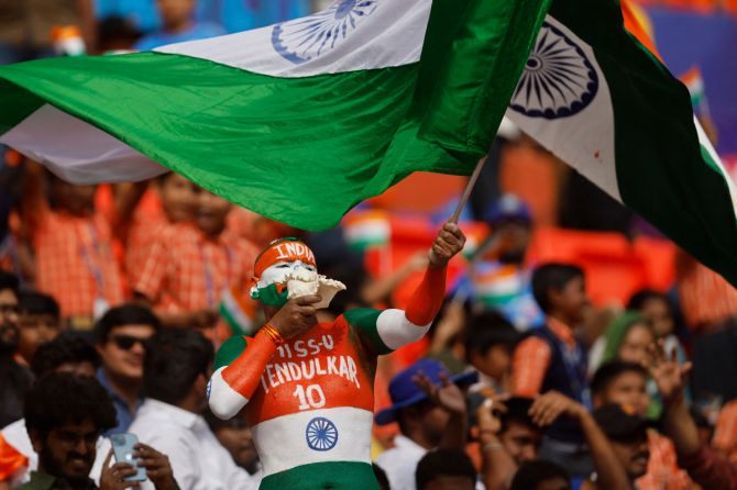 India fans in the stands during the match