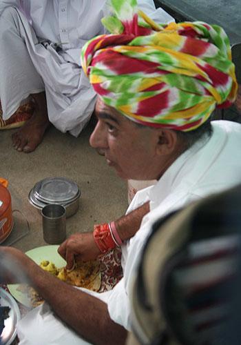 The MP has lunch with the villagers