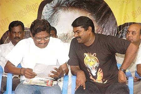 Directors Bharatiraja and Seeman on stage