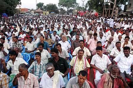 The crowd at the meeting