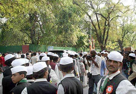 The Gandhi topi and the khadi kurta pyjamas were back