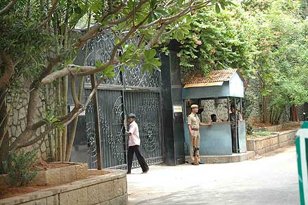 AIADMK chief Jayalalitha's residence Poes garden bore a deserted look