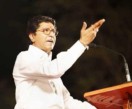 Raj Thackeray addresses a meeting in Thane