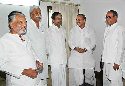 Reddy with the TRS chief (On his right) K Chandrashekar Rao