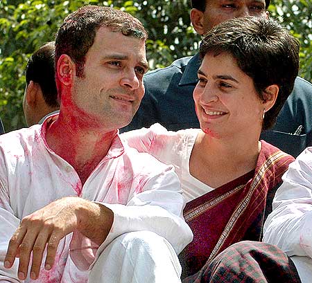 Rahul and younger sister Priyanka in Rae Bareli, their mother's constituency