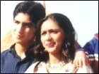 On the sets in Bhuj, Gracy Singh with a member of the film unit