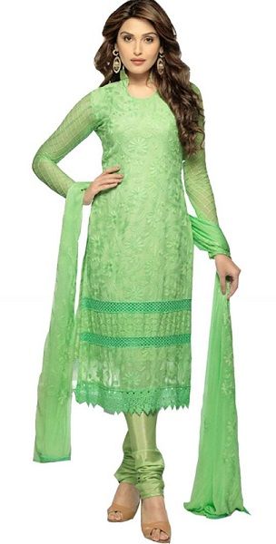 Vandv Casual Wear Green Dress Material
