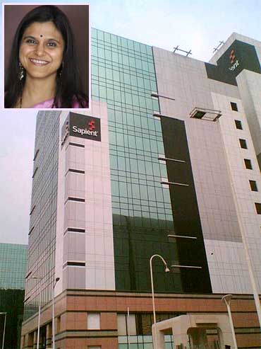 (Inset) Kameshwari Rao; Sapient Tower in Gurgaon