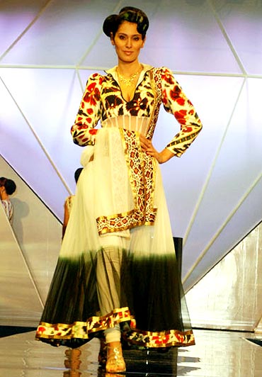 A model in one of Pria's creations