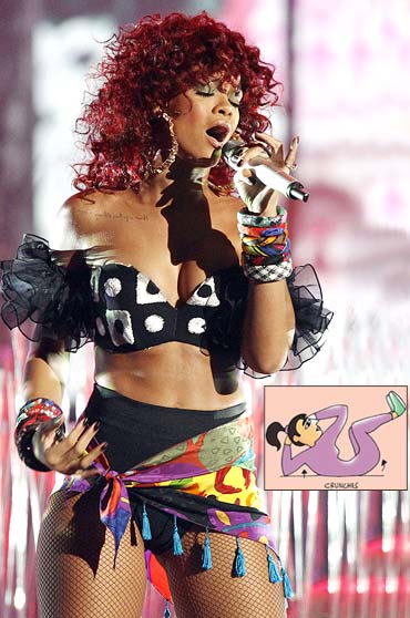 For Rihanna's flat tummy, abdominal crunches are best