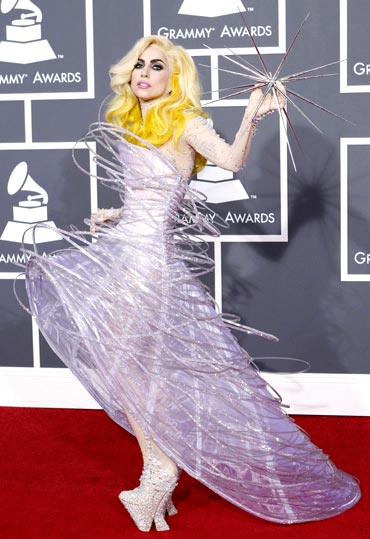 Lady Gaga strikes a pose on the 2010 Grammy red carpet. True to her reputation, she didn't disappoint!