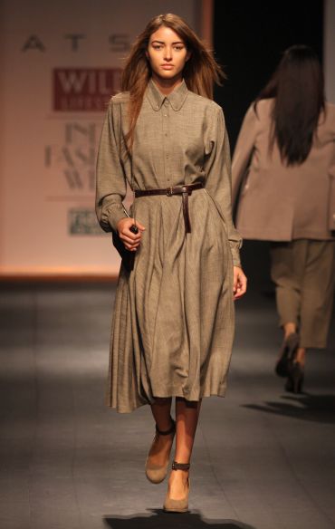 A coat dress by the designer showcased at the WLIFW