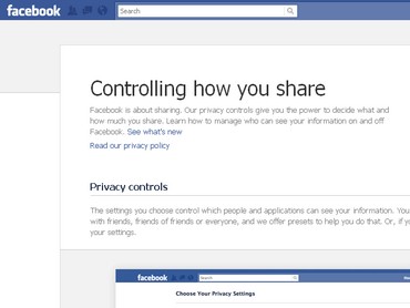 A screenshot of the privacy settings page of Facebook