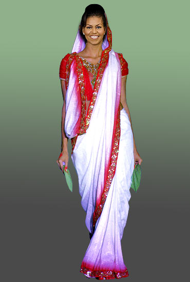 Michelle's traditional Bengali sari look