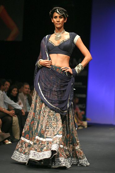 Your ghagara should fit well, like this one from Anita Dongre's LFW collection