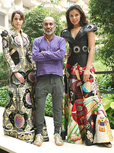 Manish Arora with two of his creations