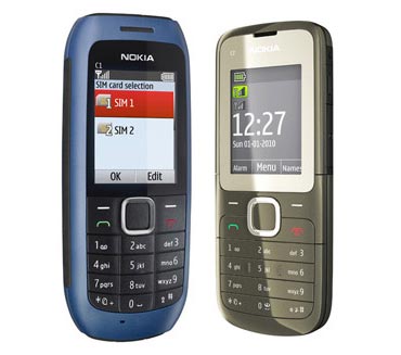 Collage: Nokia C1-00 and C2-00