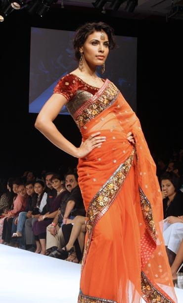 A model showcases Anupamaa's creation