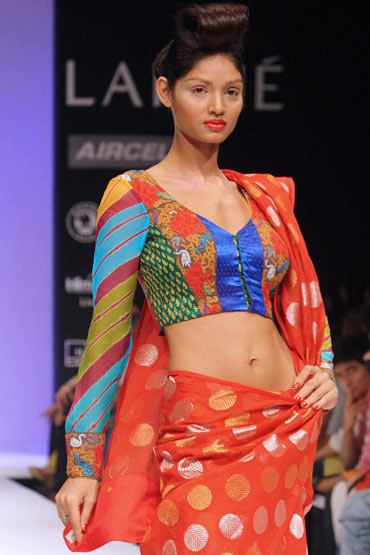 A model showcases Purvi Doshi's creation
