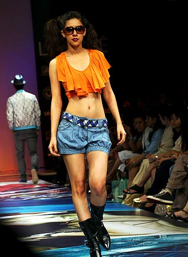 A model showcases Narendra Kumar's creation