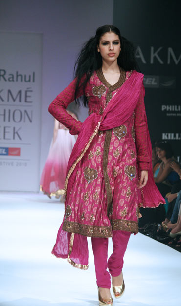 A model showcases Abhi-Rahul's creation